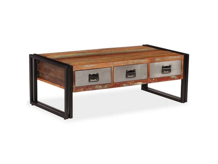 vidaXL Couchtisch Couchtisch mit 3 Schubladen Altholz Massiv 100x50x35 cm