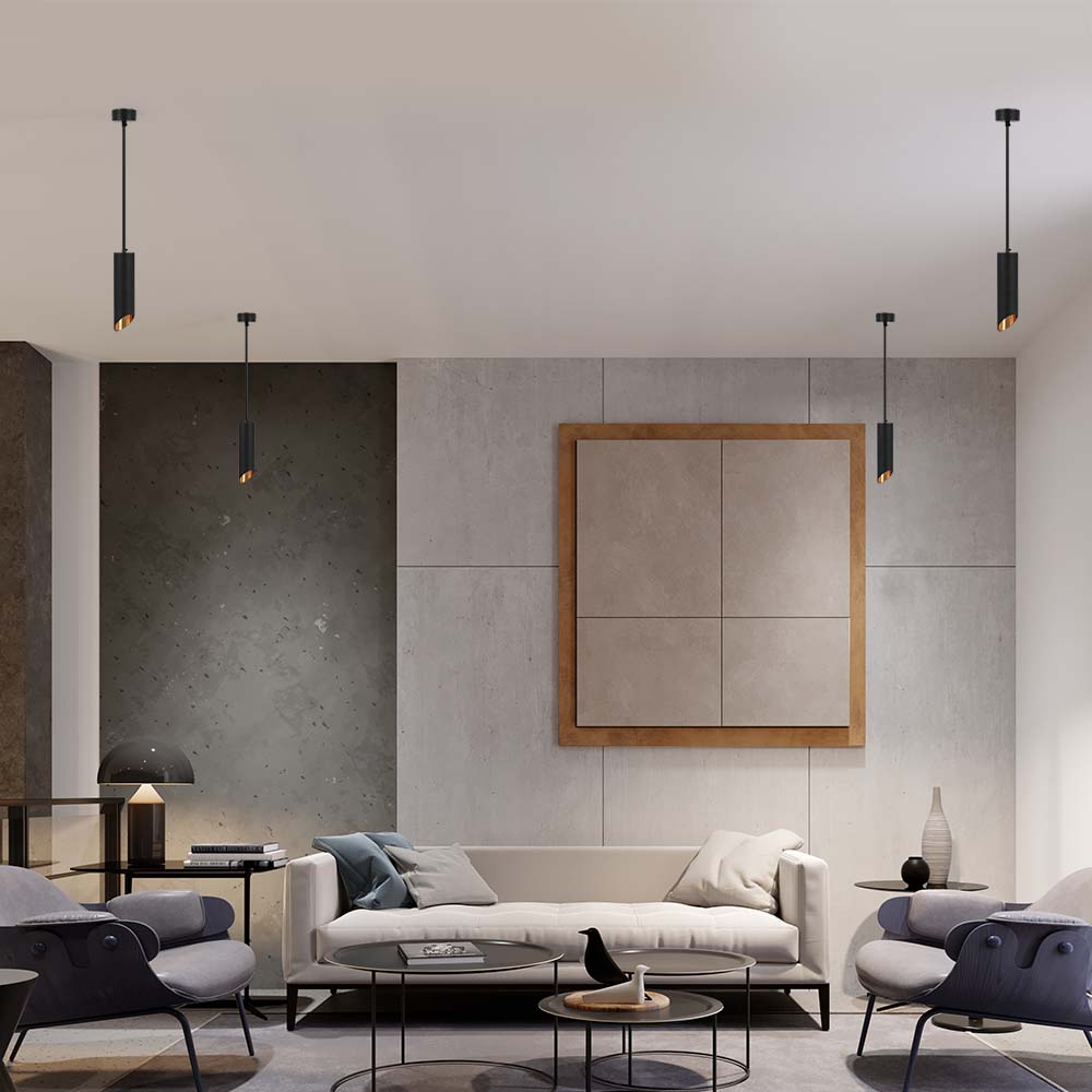V-Tac V‑tac Portafaretto A Sospensione Gu10 – Lampadario Nero-Oro Ø55 mm, Cavo 2 m – Vt‑975‑200