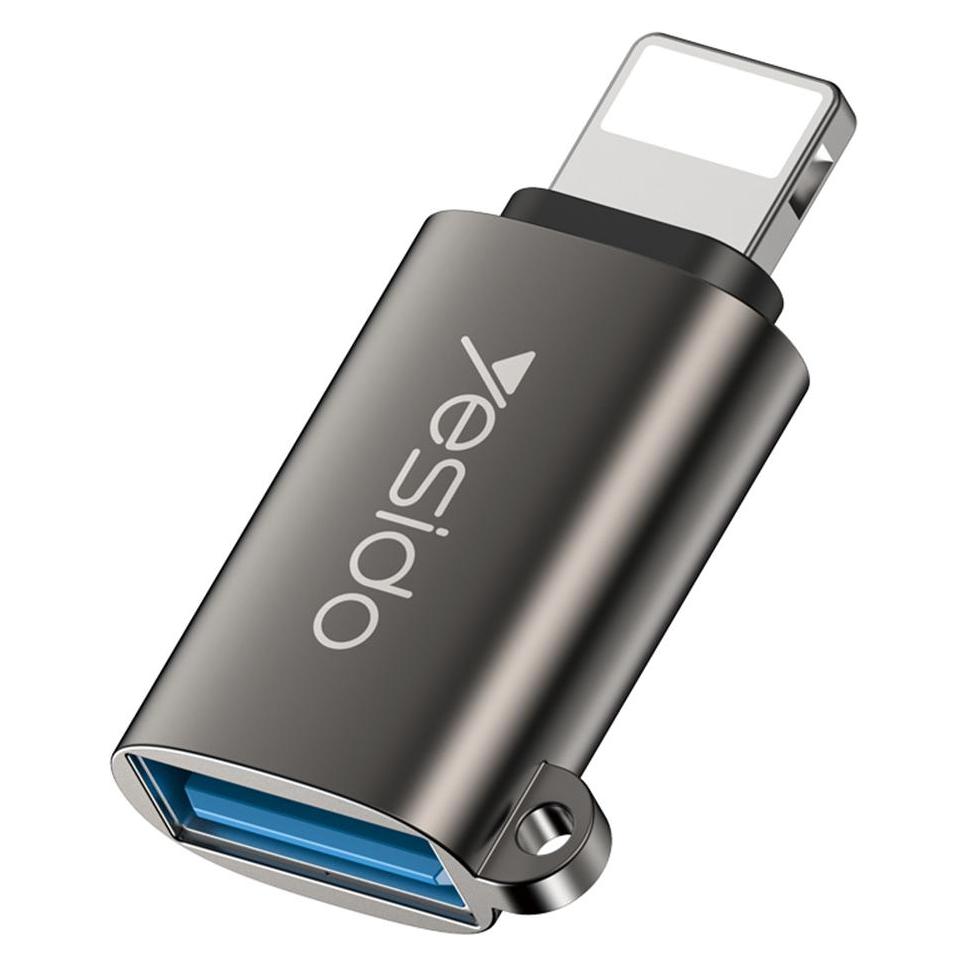 Yesido - OTG Adapter (GS14) - USB 3.0 to Lightning, Plug & Play, 480Mbps - Black (USB-A, Lightning) (GS14)