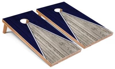 Skip's Garage Navy Pyramid Cornhole Board Set
