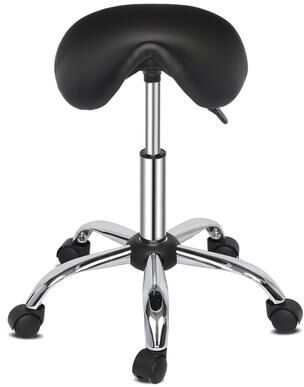 Adjustable Rolling Saddle Stool PU Leather Rolling Stool Salon Chair with Wheels