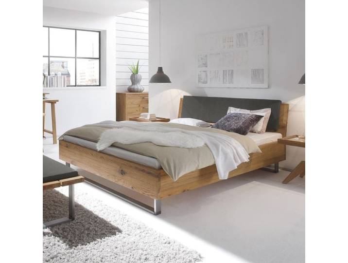 Bett Valletta Komfort Wildeiche Massivholz 140x220cm industrial, höhenverstellbar