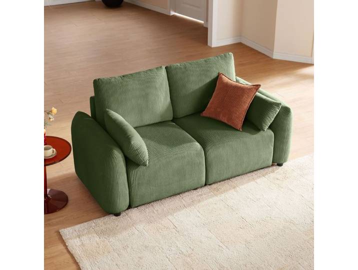 JINOVIA Canapé modulable 2 places loveseat en velours côtelé – Vert