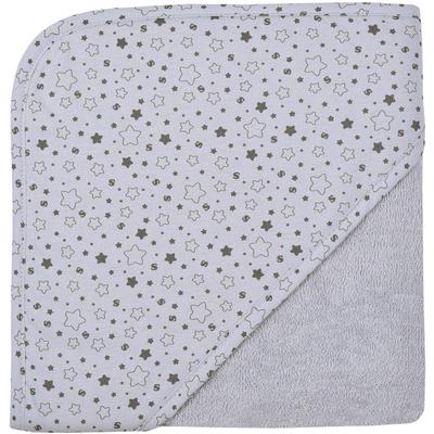 Kapuzenhandtuch WÖRNER "Sterne hellgrau Kapuzenbadetuch 80/80", grau (hellgrau), B:80cm L:80cm, Frottee, Frottier, Handtücher, obere Lage der Kapuze aus bedrucktem Single-Jersey
