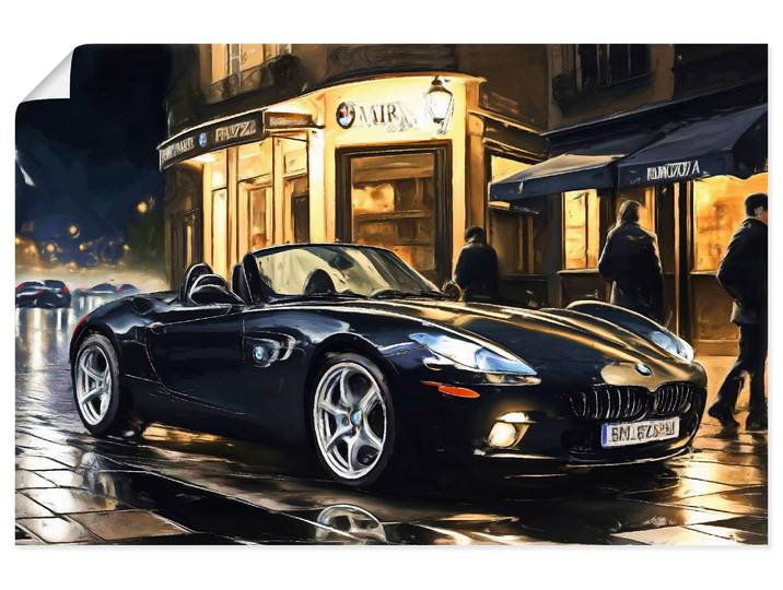 Artland BMW Z8 nachts in Paris Auto 1 Stk. tlg. als Alubild, Leinwandbild, Poster, Wandaufkleber in verschied. Grössen