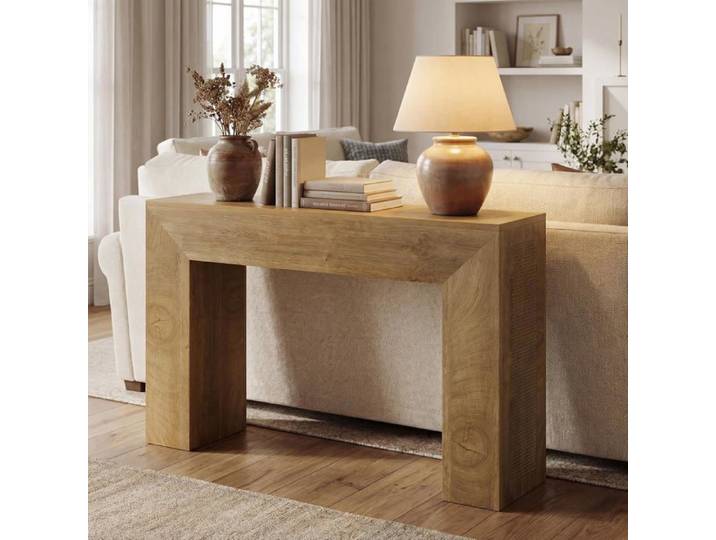 Finmind Table Console 110×30×80 cm Table d'Appoint étroite à Placer Derrière un Canapé Entrée Salon Marron Rustique
