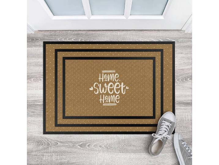 Fußmatte Home Sweet Home Polkadots 60 x 40cm Braun/Hellbraun