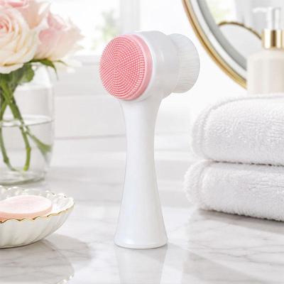 Inspired Deals Double Sided Silicone Facial Cleansing Brush Soft Face Scrubber And Massage Tool pink White