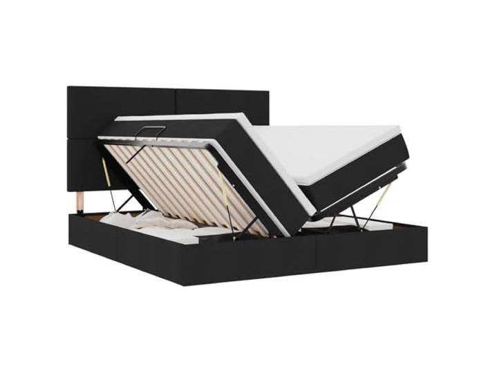 KKgypkn Schwarz Bett mit Stauraum 180x200, Boxspringbett Stauraum Kunstleder, Aufbewahrungsbett mit Matratze und hydraulischem Liftmechanismus, modernes Metallrahmen-Bett mit geräumigem