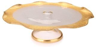 "Alice Pazkus 12"" Footed Cake stand With Gold"