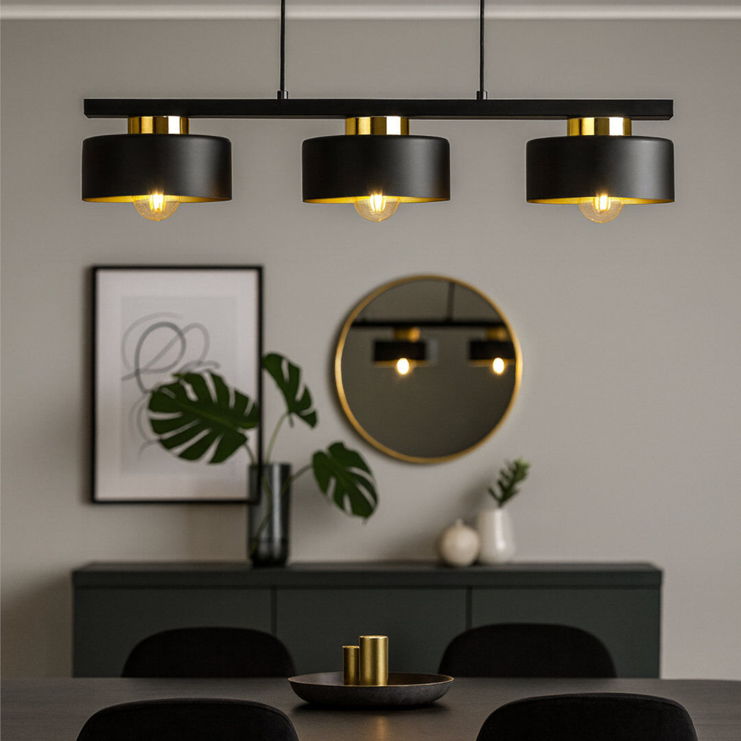 Latitude Run 3 - Light Drum Pendant Black 20cm H X 75cm W