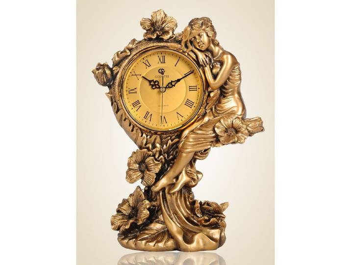 Horloge de bureau créative muette de salon de style européen, horloge de table simple pastorale, horloge à quartz rétro, personnalité