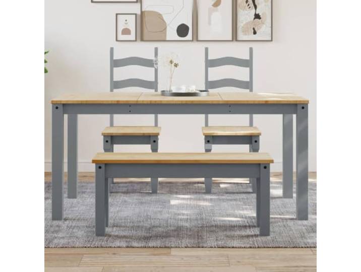 HEFZGDB Massiver Kiefernholz Esstisch Panama Grau 160x80x75 cm mit robuster Tischplatte für Küche und Esszimmer - Minimalistischer Stil, Elegantes Design, einfache Reinigung,