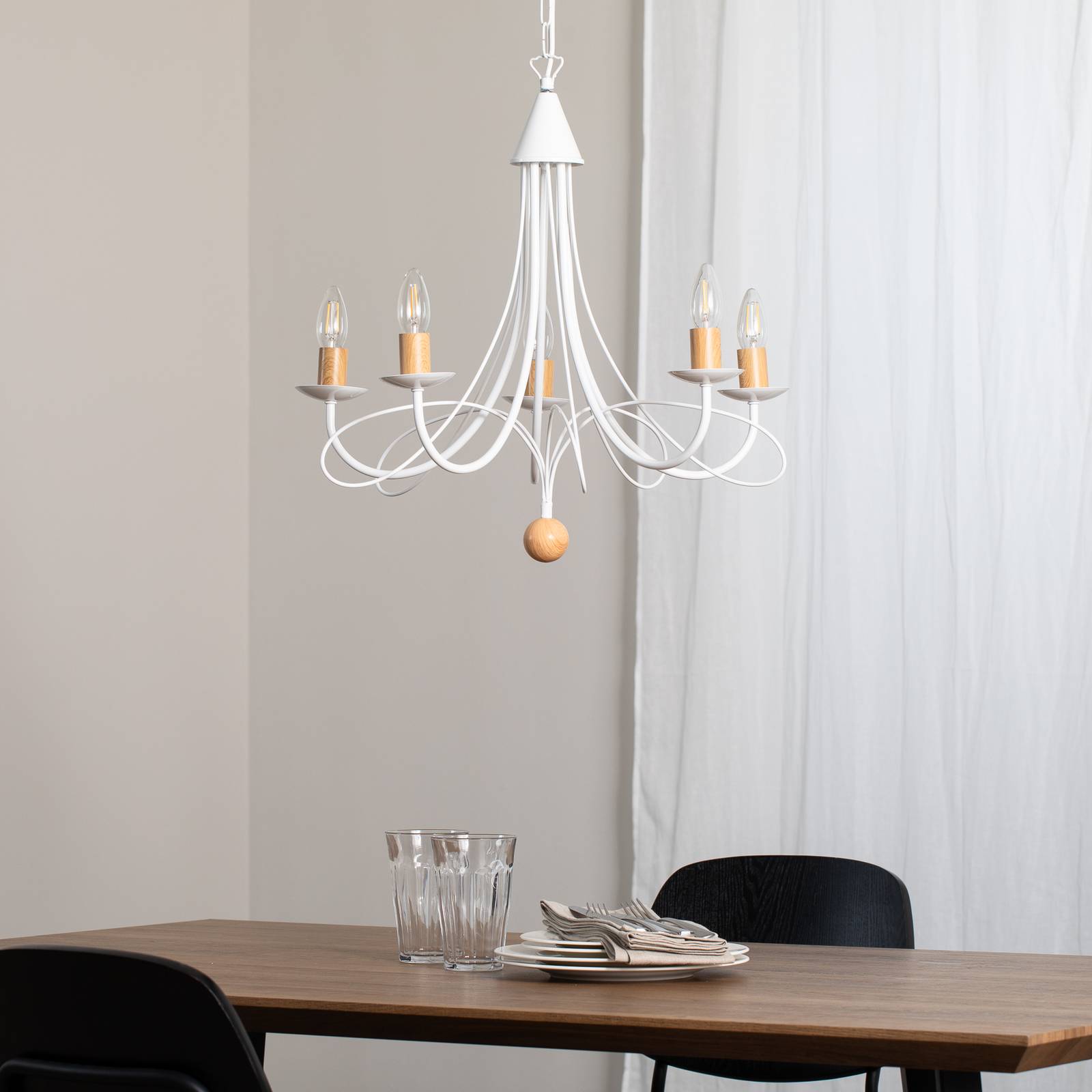 Kronleuchter Milvia ONLI, dimmbar, weiß / opal, für Wohn- / Esszimmer, Metall, Kronleuchter