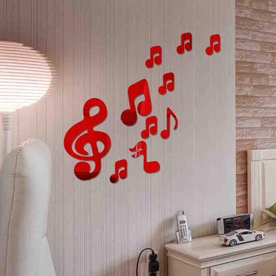 Inspired Deals 3D Musical Notes Acrylic Mirror Wall Stickers For Living Room DIY Home Decor red