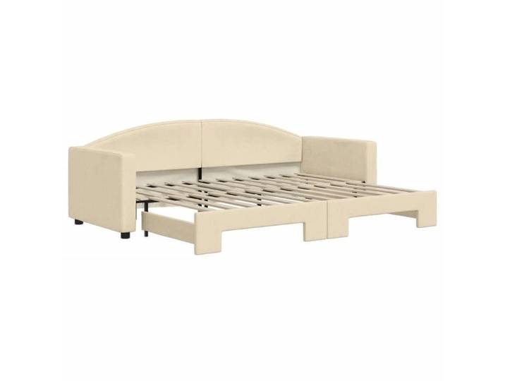 Lit simple Contemporain - VIDAXL - 80x200 cm - Tissu Crème - 1 Place - Lit Gigogne