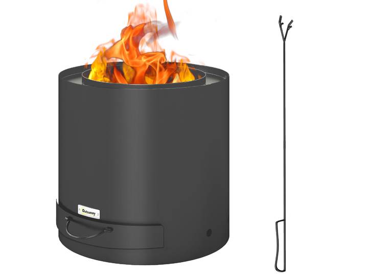 Brasero extérieur rond Outsunny Ø45X42 cm en acier avec pioche et plateau