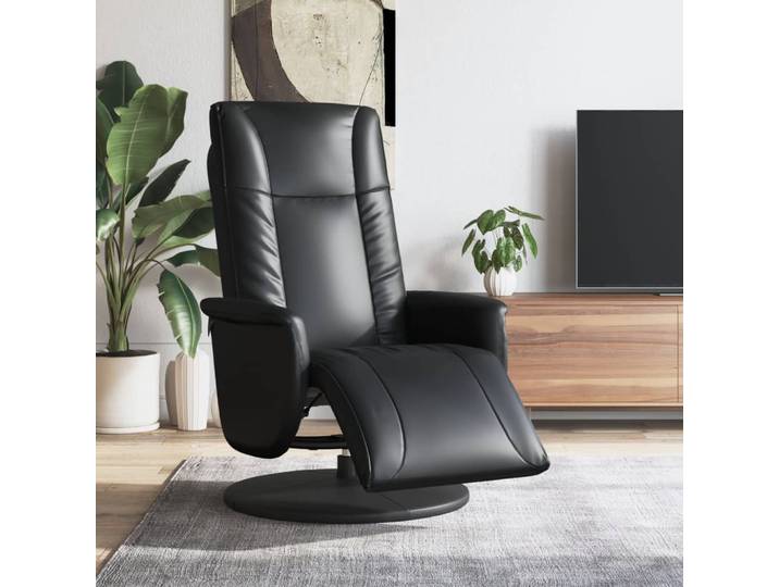 vidaXL Relaxsessel mit Fußteil Schwarz Kunstleder