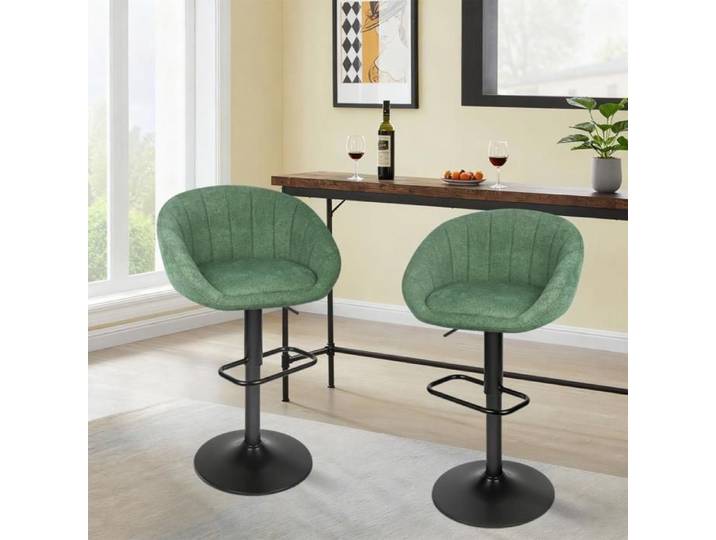 SUPFINE 2pcs Tabourets de Bar Tabourets de Comptoir en Lin+Métal Hauteur réglable Chaises de Cuisine Scandinave Jusqu'à 120kg