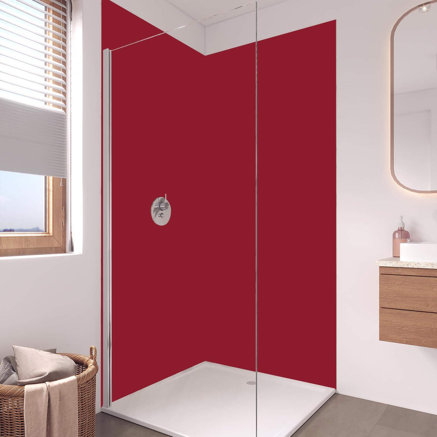 Duschrückwand Wandverkleidung für Dusche aus ALU 0,3 cm - 100 x 210 cm - RAL Rubinrot