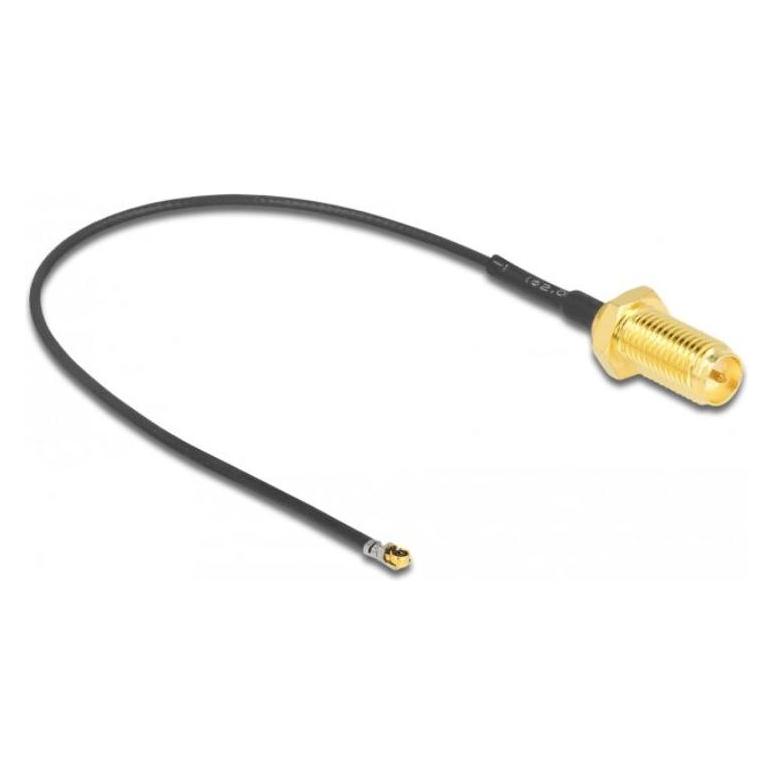 Delock Antennenkabel RP-SMA Buchse zum Einbau zu MHF 4L LK Stecker 1.37 20 cm Gewindelänge 10 mm (Antennenkabel) (12656)