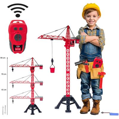 RC-Kran JAMARA "Turmdrehkran Kutter XL 99 IR", rot, Fernlenkfahrzeuge, KinderB:32,5cm H:99cm T:61,5cm, Kunststoff, LED Licht im Dach, B:32,5cm H:99cm T:61,5cm
