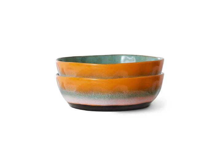 HKliving - 70's Pastaschale, Ø 18,7 cm, golden hour (2er-Set)
