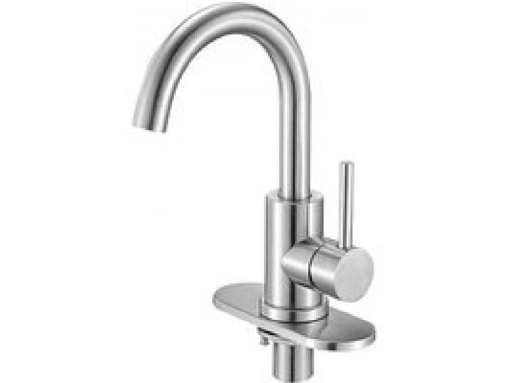 VEVOR Einhebelwaschtischarmatur Wasserhahn mit gebürstetem Nickel & hohem Bogenauslauf, Waschbeckenarmatur Küchenwasserarmaturen wassersparend, Einhebelmischer für Badezimmer Wohnmobil Bar-Spüle