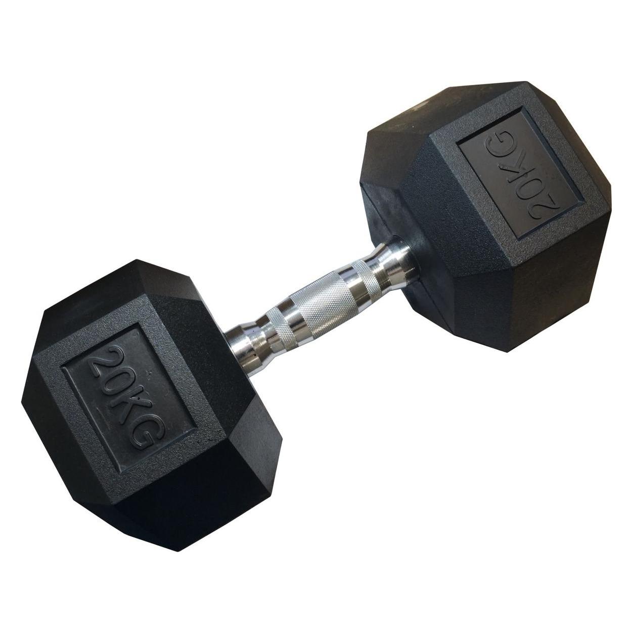 Kubi Sport Einarmige, sechseckige Hantel mit Gummibeschichtung, KUBISPORT, 20 kg (76181563)