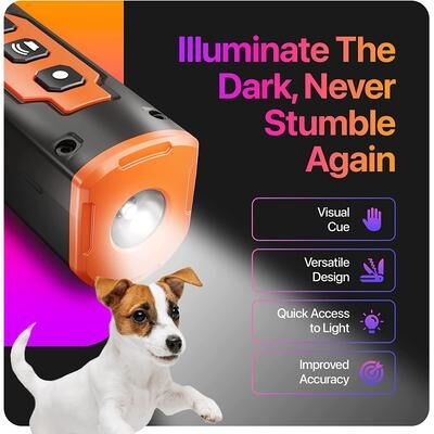 Uplifted Trends Rechargeable Ultrasonic Dog Repeller With LED Flashlight Anti Bark Training Device For Dogs black