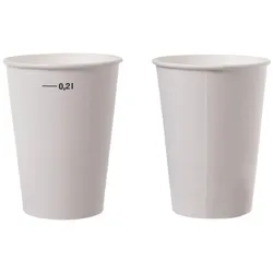 Pappbecher / Papierbecher / Trinkbecher, 200 ml, weiß mit Eichstrich: 2500 Stück