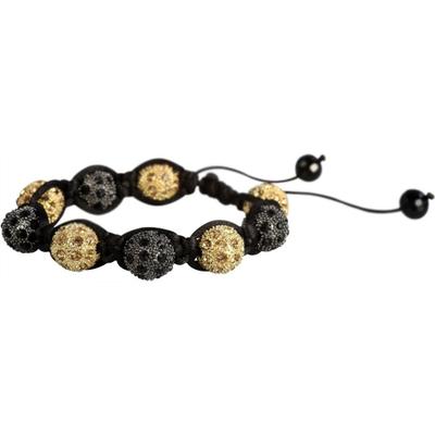 Armband ADELIA´S "Armband aus Textil mit Zirkonia 19 cm", gold (schwarz), Armbänder, Damen, 19cm, Armband, Ideal als Geschenk – dezent und elegant