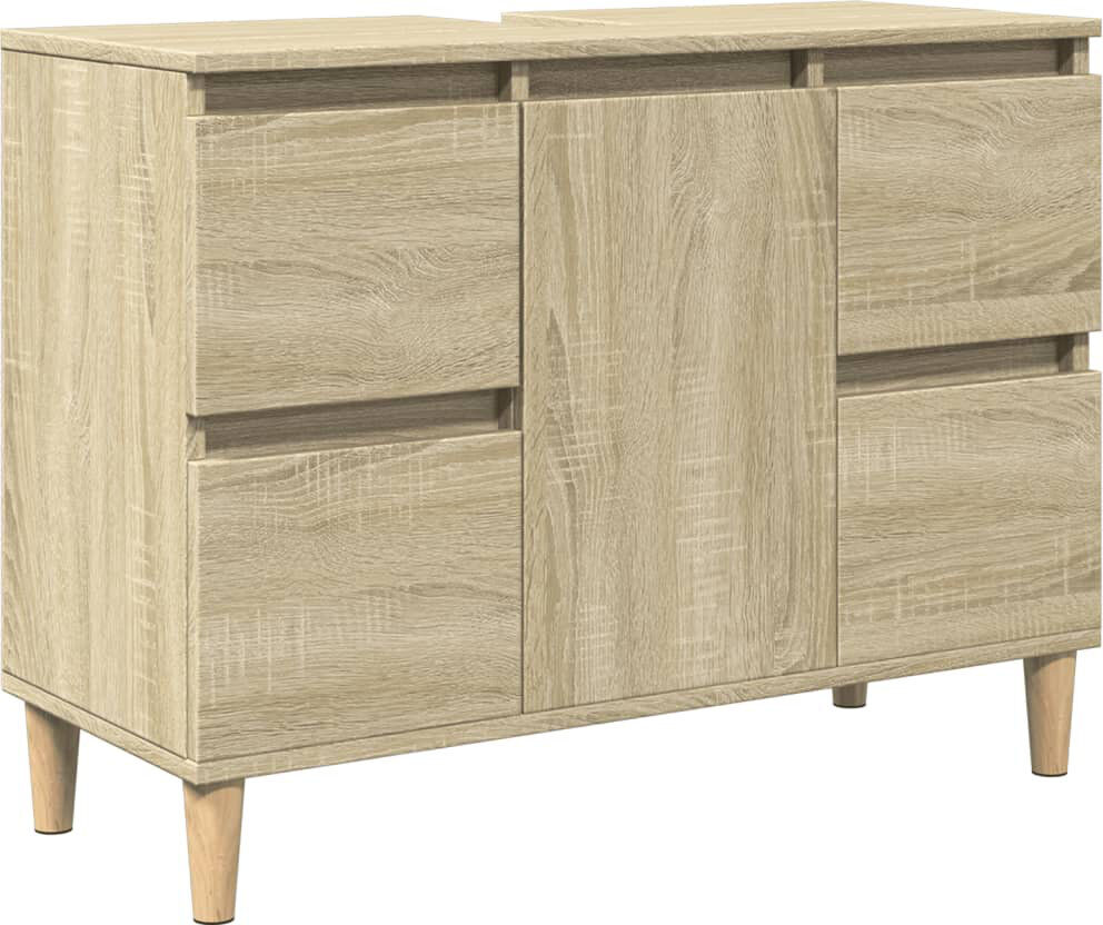 Latitude Run Tonsina Freestanding Bathroom Cabinet Light Sonoma Oak/Natural 60cm H X 80cm W X 33cm D