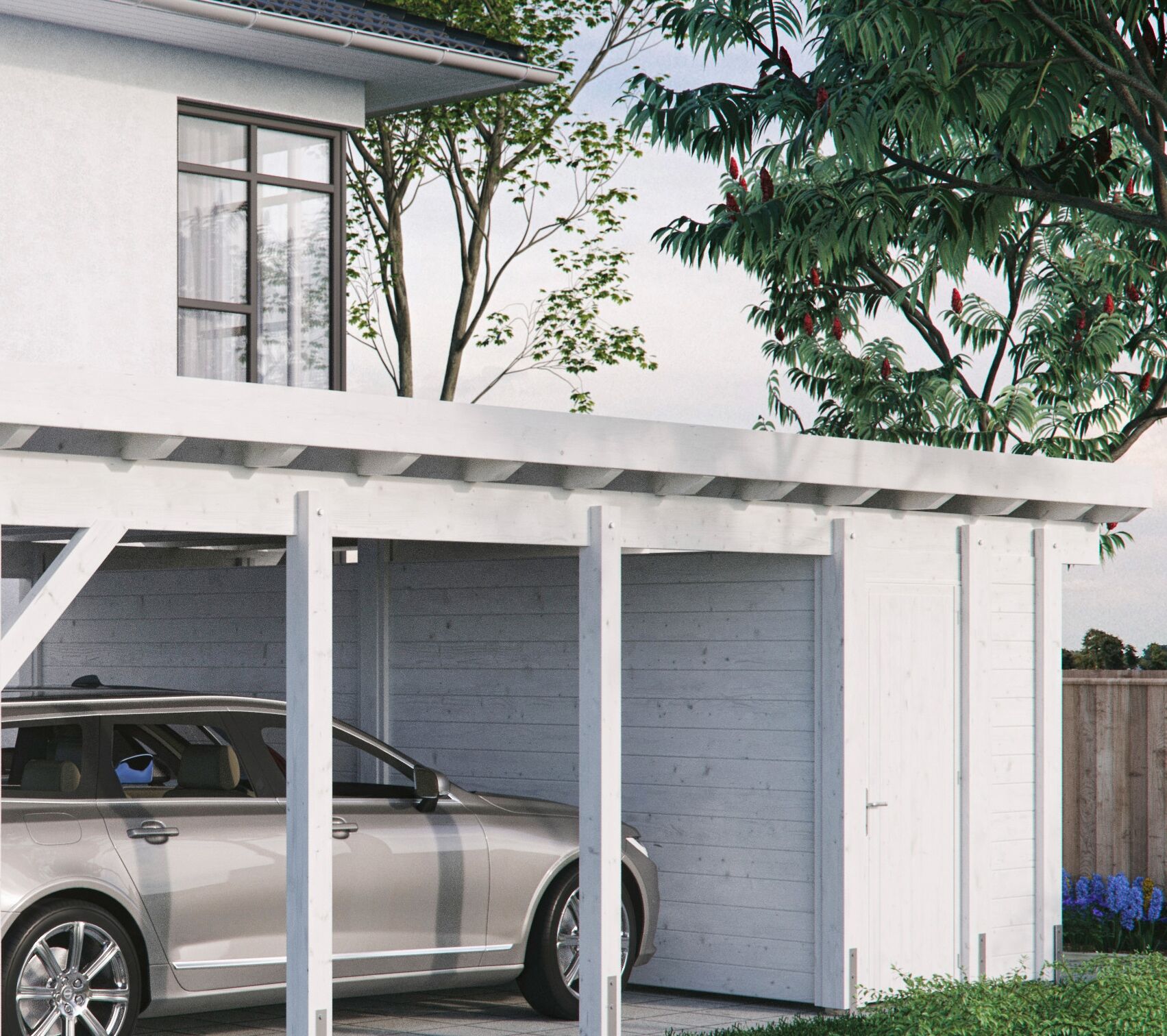 Carport-Geräteraum KIEHN-HOLZ, weiß, Holzwerkstoff, Gerätehäuser, Carport-Geräteraum, nur für Carport KH 330/331, versch. Farben