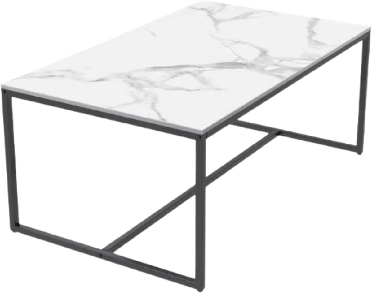 Bolt Edge Eettafel Wit met Marmerlook en Uitschuifbaar Functie