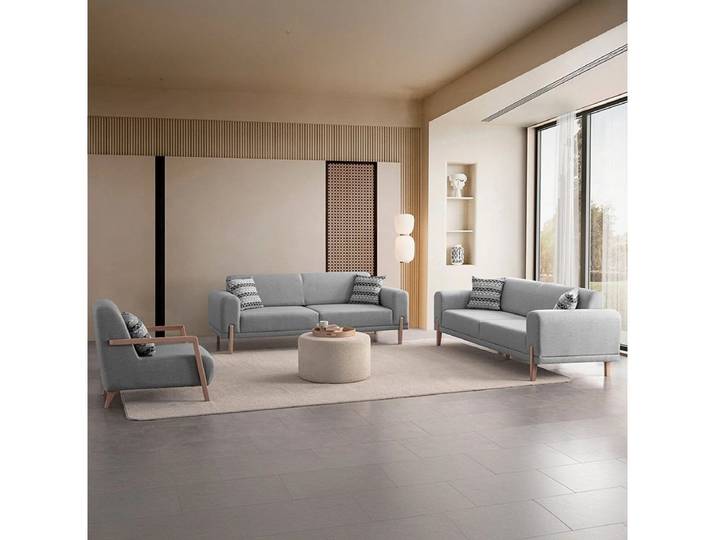 Xlmoebel 3-Sitzer XLMOEBEL graue Sofa & Sessel Garnitur mit hoher Sitzqualität, Couchgarnitur 3 Teile, Made in Europa
