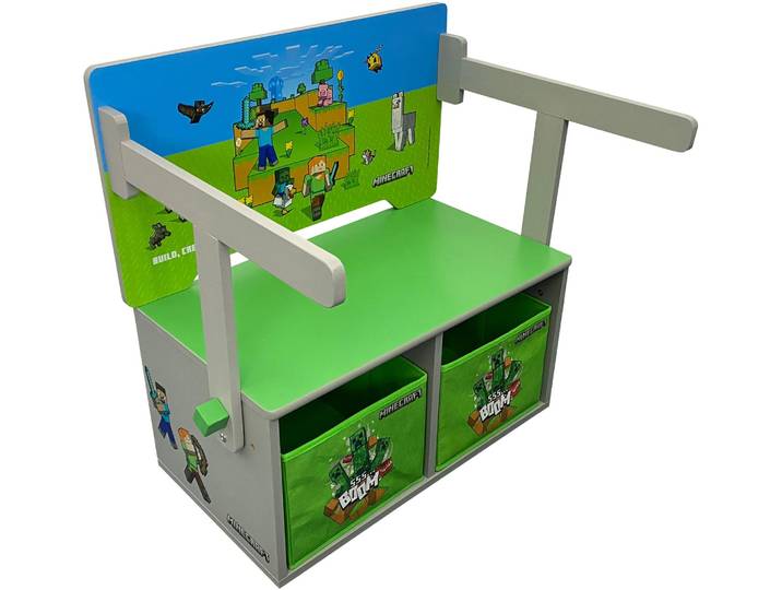 Sitzbank PHOENIX Minecraft Spielbank , bunt, bunt, B:60cm H:65,4cm T:35cm, MDF, Polyester, Sitzbänke, Sitzbank, umklappbar zu einer Spielebank mit Tisch
