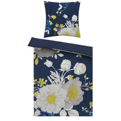 como Satin Wende-Bettwäsche  Blue Rose ¦ blau ¦ Maße (cm): B: 135