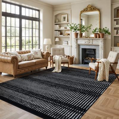 World Rug Gallery Contemporary Minimalistic Stripe LInes Area Rug