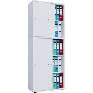 VCM Schiebetürenschrank Lona XXL, abschließbar, aus Holz mit 4 Fachböden, 70 x 184 x 40 cm (B/H/T), weiß