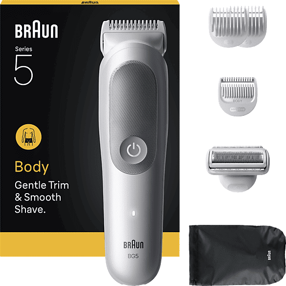 Afeitadora corporal - Braun BodyGroomer Series 5 BG5550, +4 accesorios de rasurado, Afeita Y Recorta, Wet&Dry,; Gris
