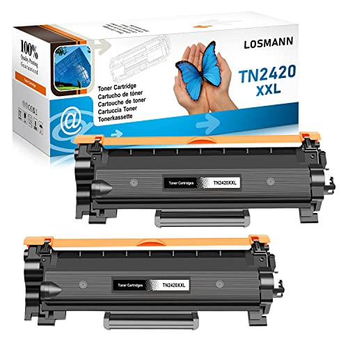 LOSMANN XXL Toner set voor Brother TN2420 TN2410, 2 zwarte toners met een capaciteit van 6.000 pagina's per stuk, compatibel met Brother MFC-L2710DW MFC-L2710DN MFC-L2750DW DCP-L2530DW DCP-L2510D DCP-L2550DN HL-L2350DW HL-L2310D HL-L2370DN