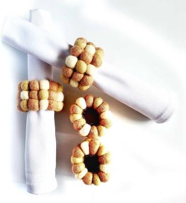 Global Crafts Felt Three Strand Napkin Rings, Set of 4