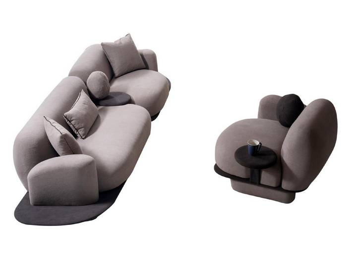 Xlmoebel Polstergarnitur Moderne Graue Sofagarnitur mit Edlen Couchen und Sesseln 2tlg, (Sofagarnitur, 2-tlg., 2-tlg Sofagarnitur), Made in Europa