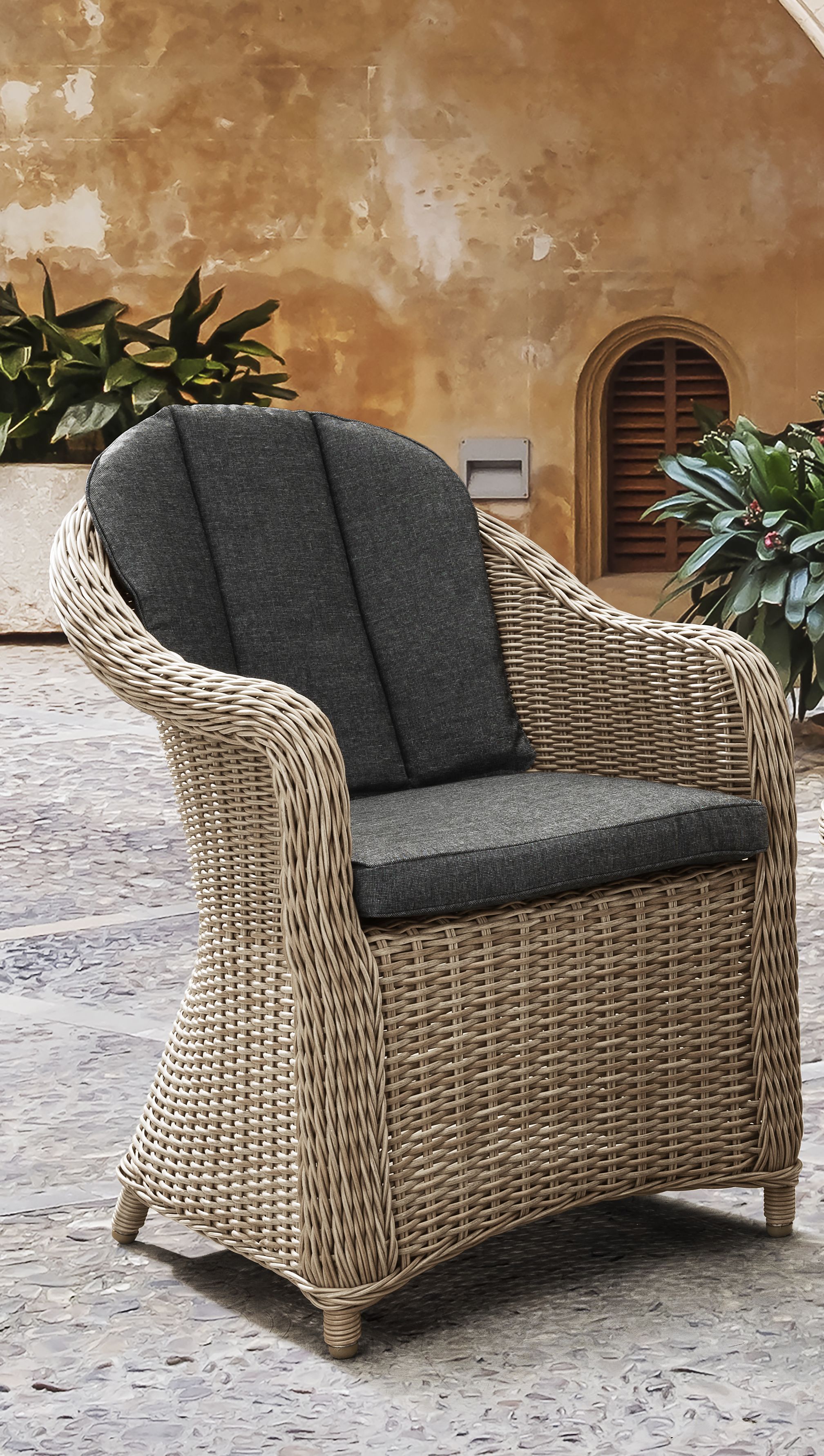 Destiny Gartensessel MALAGA 2er Set, Polyrattan + Aluminium, natur meliert