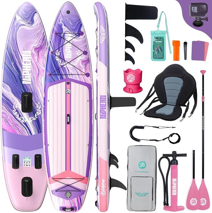(Extra Groß) Stand Up Paddling Board, SUP für 2+1 Personen/Familien, SUP Board mit (Anfängergeeignet) Balancierflügel, wasserdichte Handyhülle, Stand Up Paddle Board for Adults, Geschenkideen