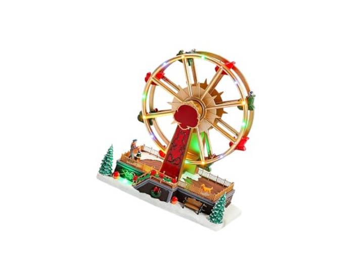 Weihnachtliches Tisch Spieluhr Riesenrad mit Lichtern, B Verschenkbare Innendekoration für Kaminsims,, Fenster oder Eingangsbereich