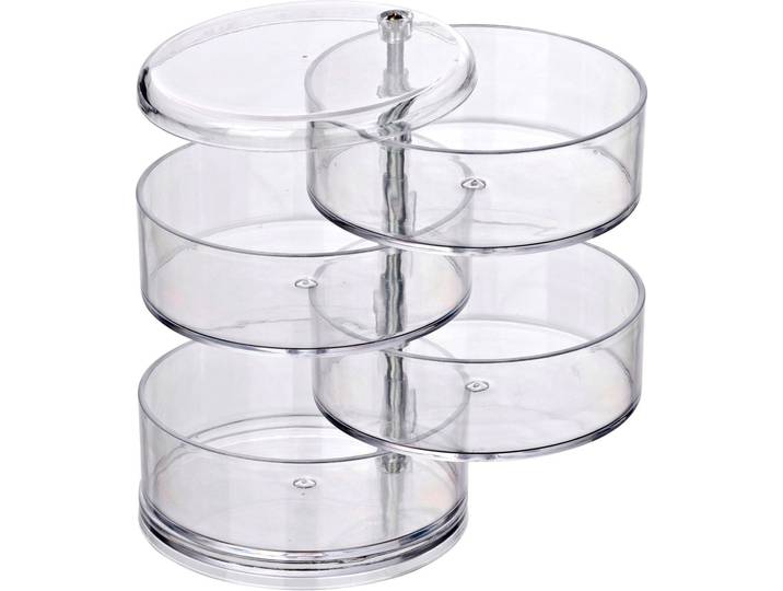 Badorganizer WENKO Tower , transparent, B:11,5cm H:17,5cm T:11,5cm, Acryl, Aufbewahrungsboxen, Badorganizer, Kosmetik-Aufbewahrung mit 4 Fächern, transparent