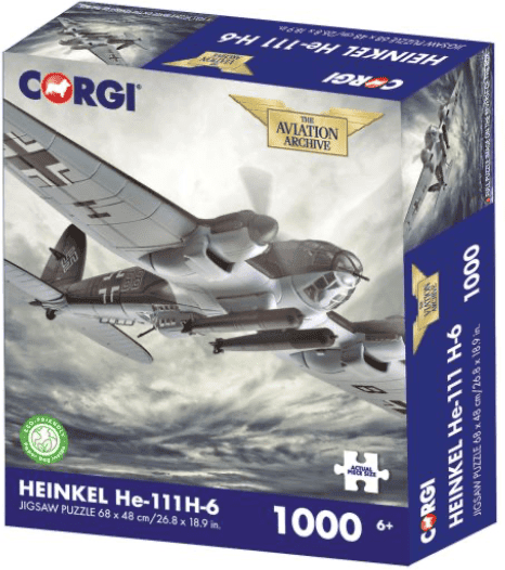 Kidicraft - Corgi - Heinkel He-111 H-6 - 1000 Piece Jigsaw Puzzle for Adults, Aviation History, World War II, Large Puzzle, 1000 Pieces, Jigsaw Puzzle