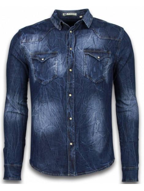 Enos Denim shirt spijker slim fit